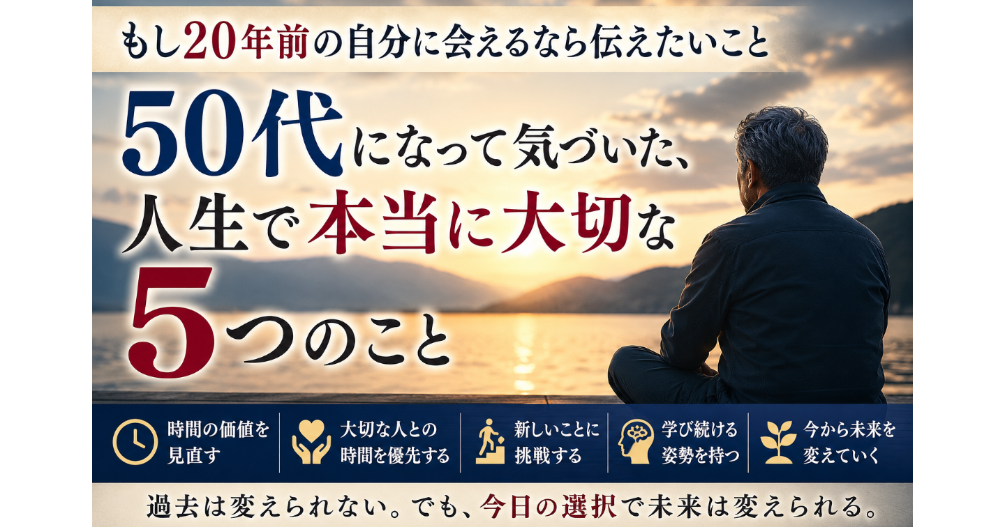 もし２０年前の自分に会えるなら伝えたいこと｜５０代になって気づいた、人生で本当に大切な５つのこと