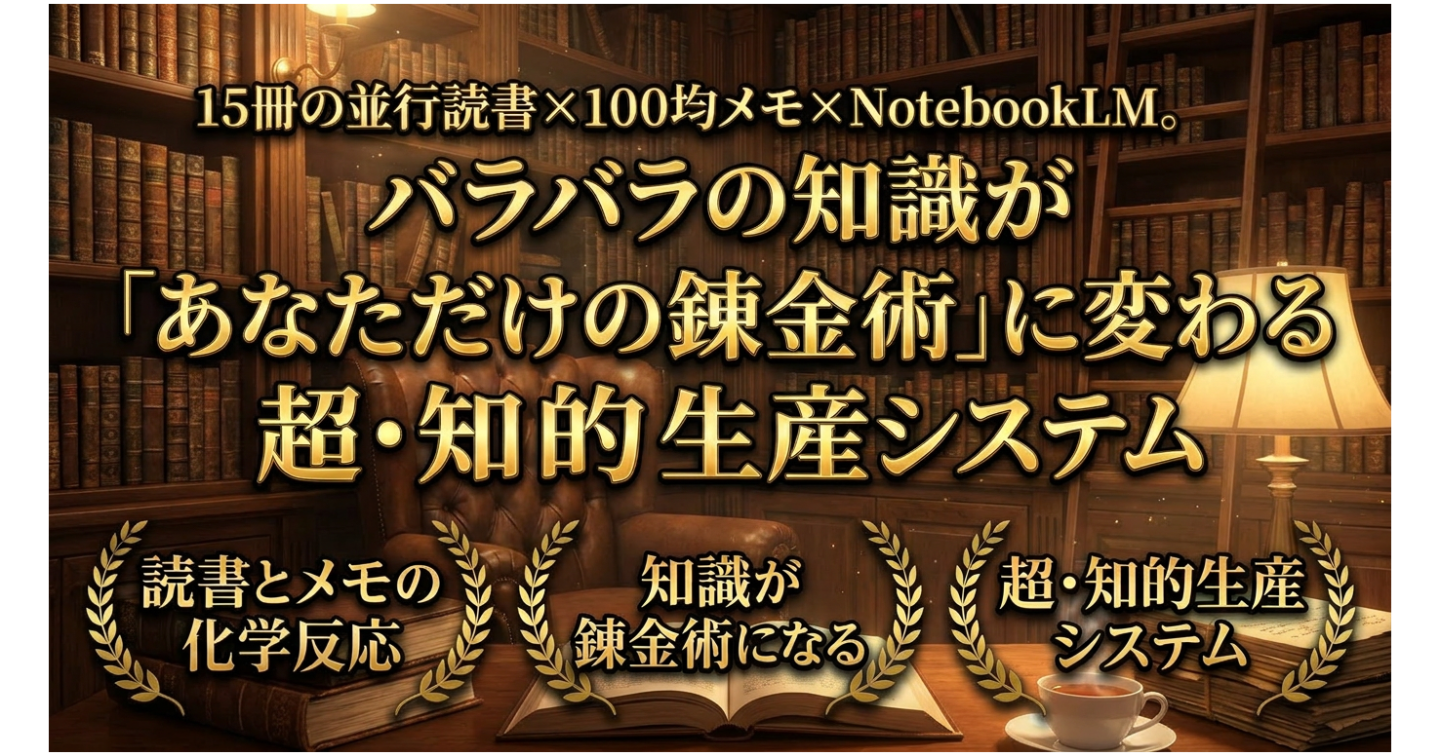 脱・インプット奴隷】15冊の並行読書×100均メモ×NotebookLM。バラバラの知識が「あなただけの錬金術」に変わる超・知的生産システム