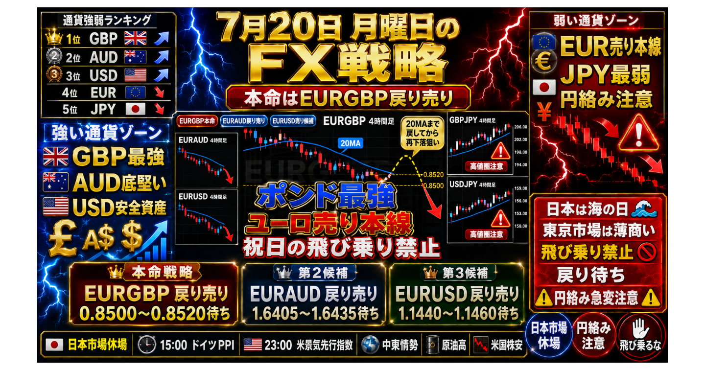# 7月20日 月曜日のFX戦略