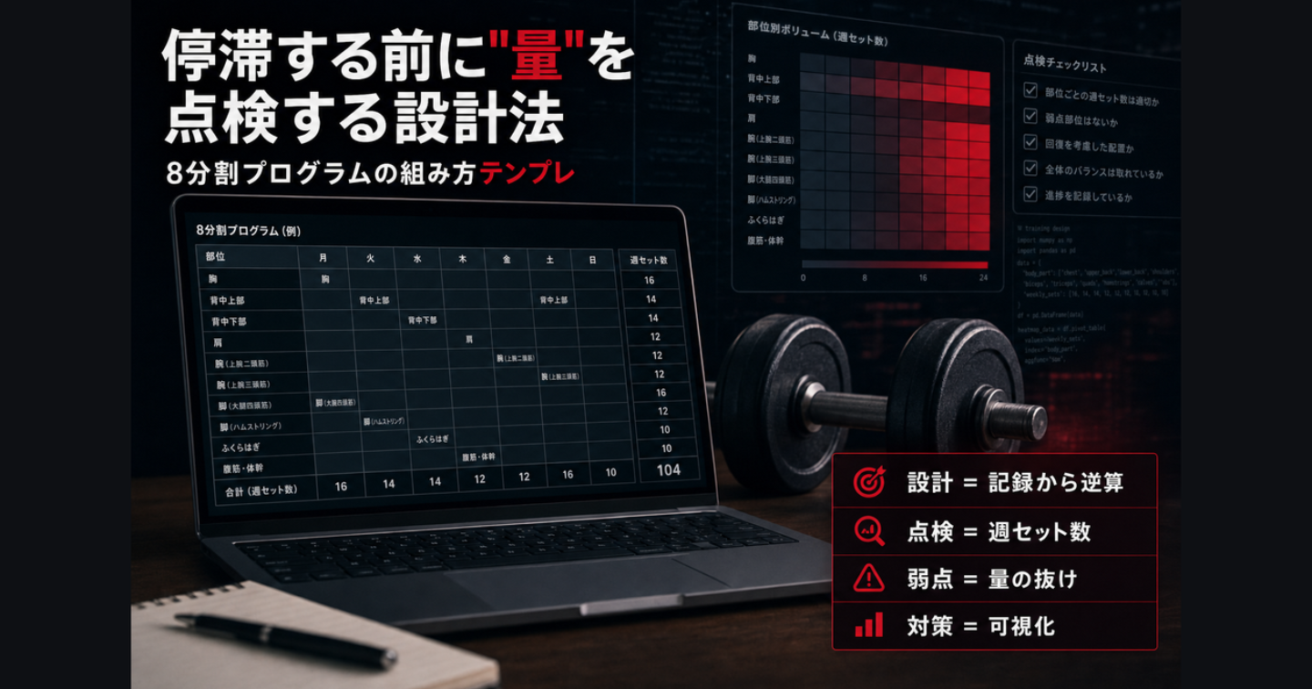 停滞する前に「量」を点検する — 8分割プログラムの組み方テンプレ