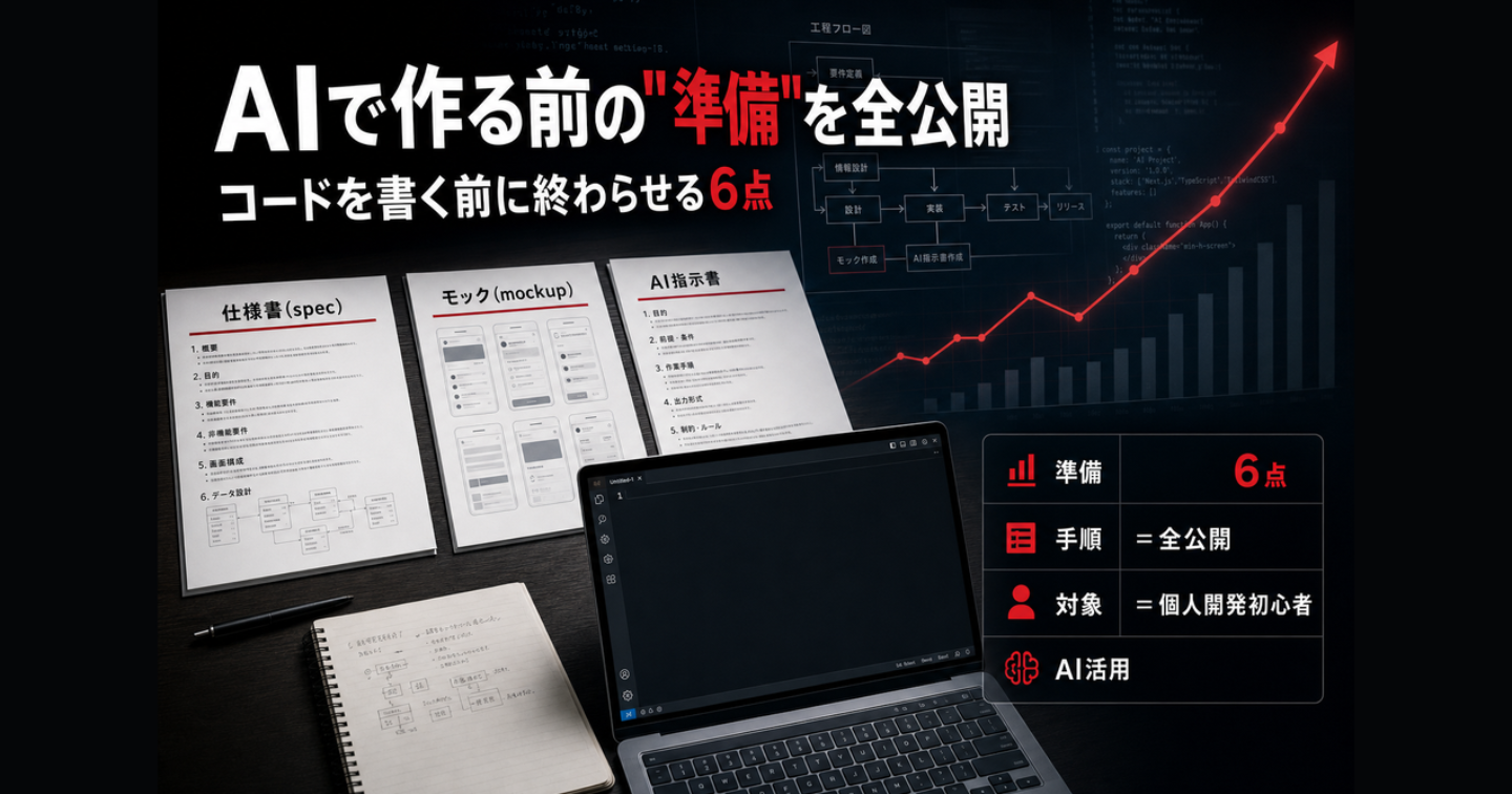 【全手順公開】AIで個人開発を始める前に作る6点 — コードを書く前に終わらせる準備術
