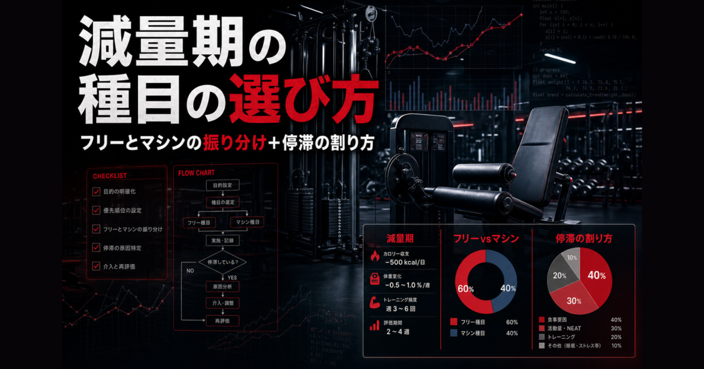 減量期の種目の選び方——フリーとマシンの振り分け＋停滞の割り方