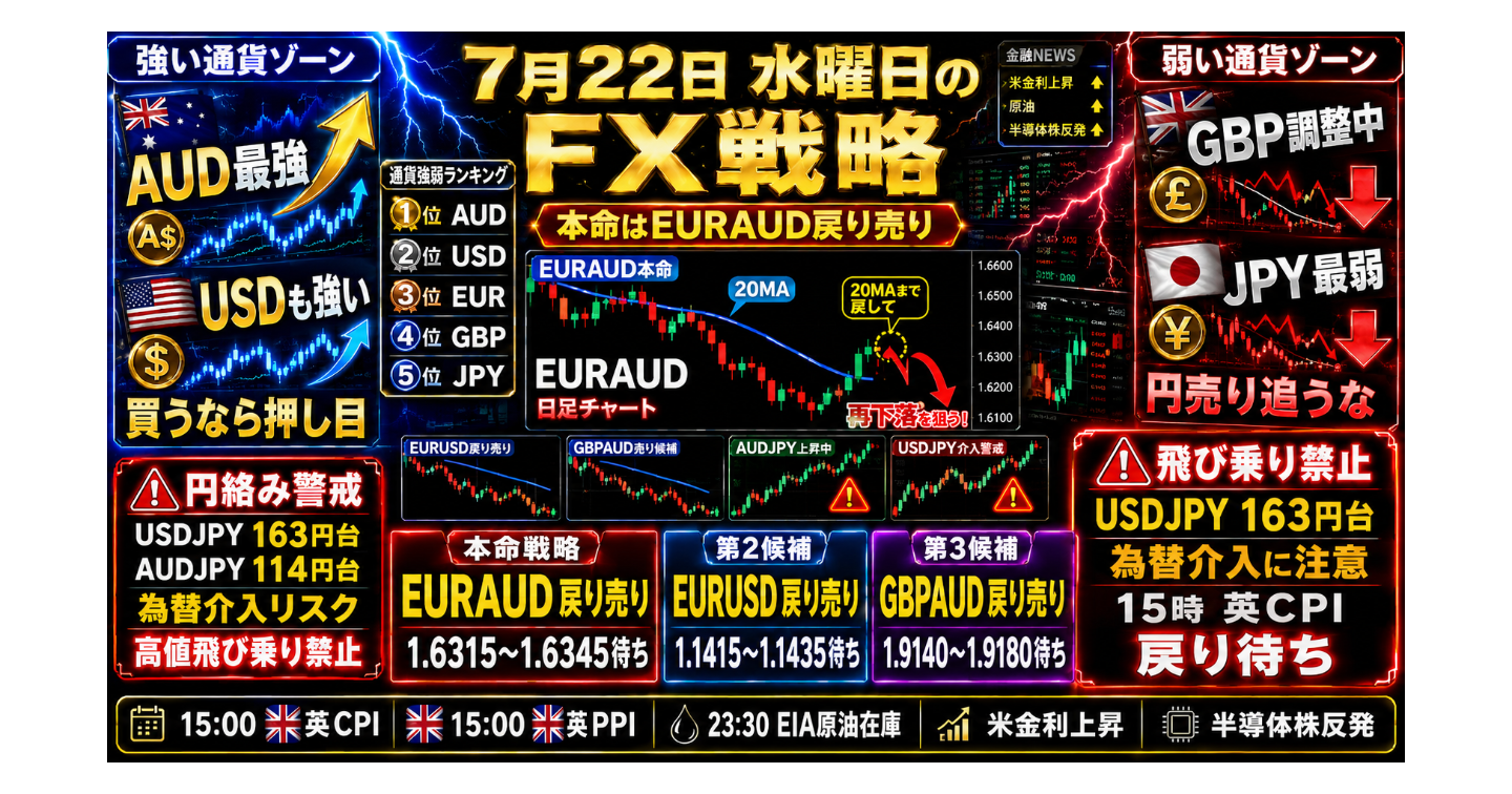# 7月22日 水曜日のFX戦略