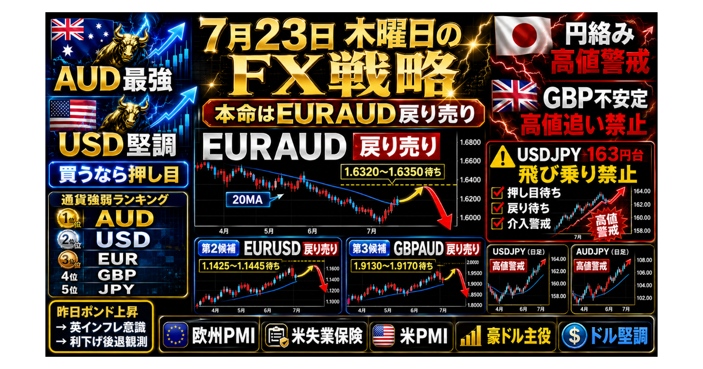 # 7月23日 木曜日のFX戦略
