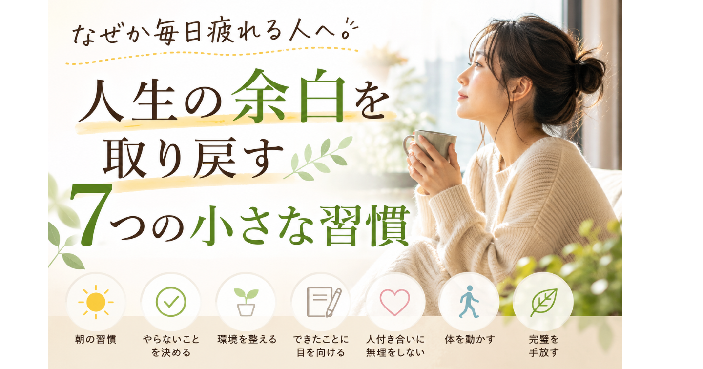 なぜか毎日疲れる人へ。人生の余白を取り戻す「小さな習慣」７選