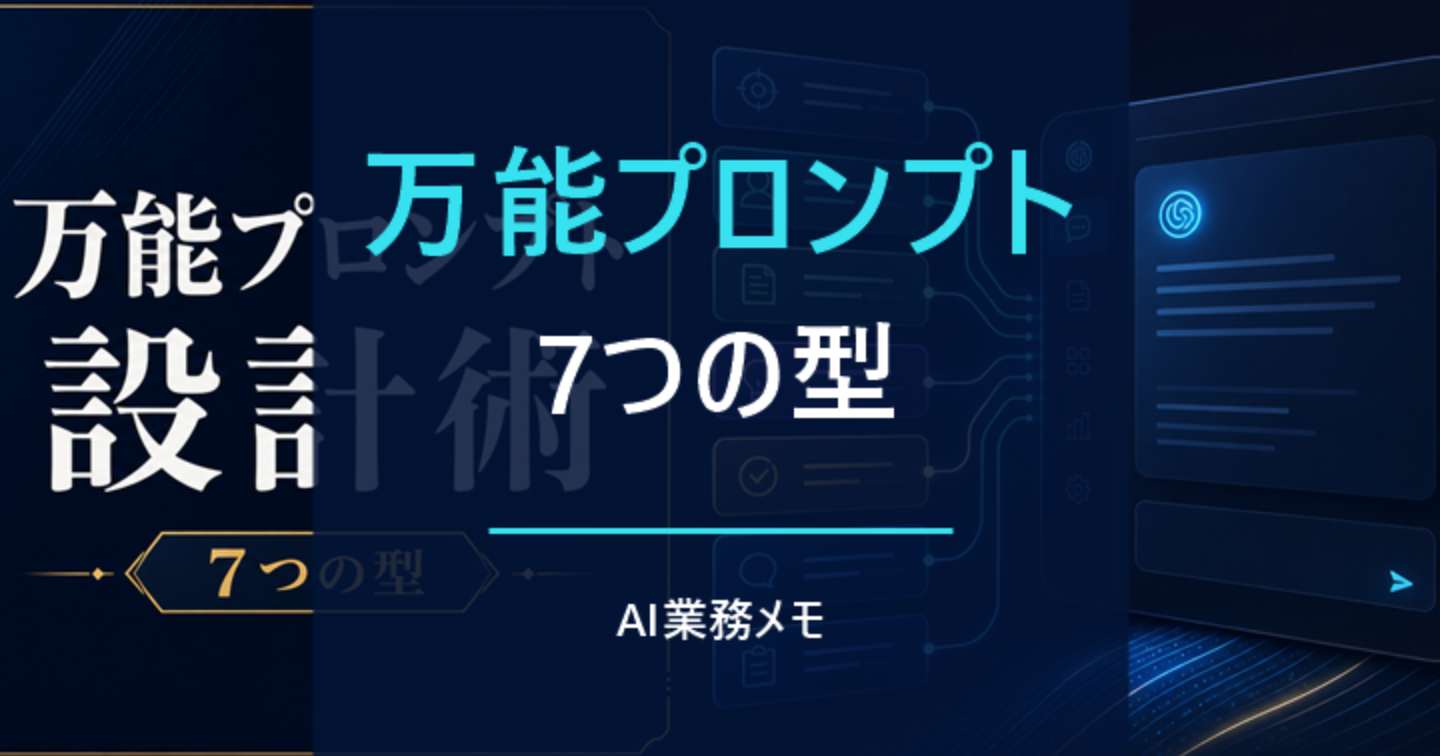【保存版】ChatGPT万能プロンプト設計術｜7つの型＋改善テンプレート