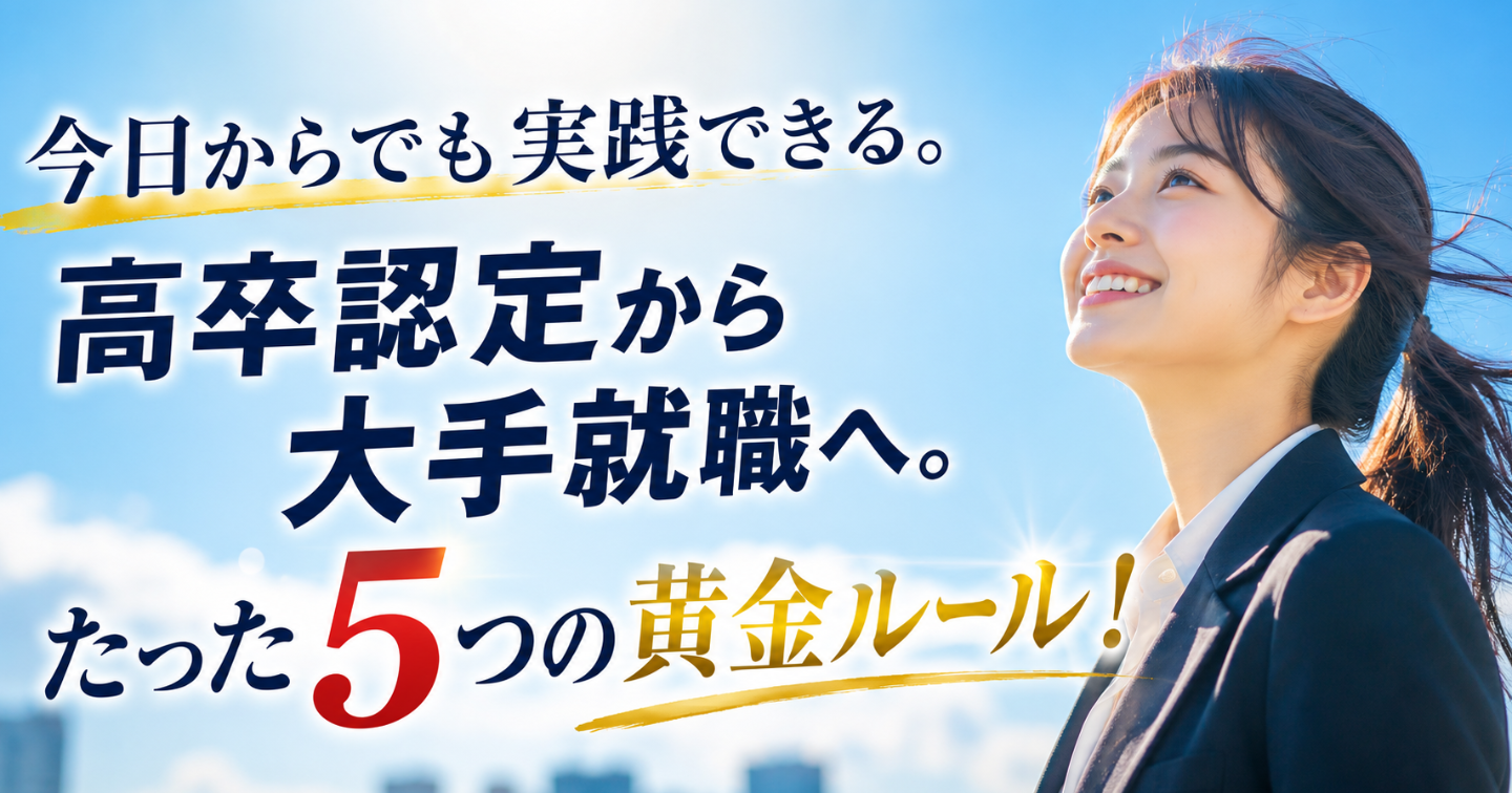 「この子の将来、大丈夫かな」と悩む親へ。高卒認定から大手就職につながった家庭の習慣。たった5つの黄金ルール！6