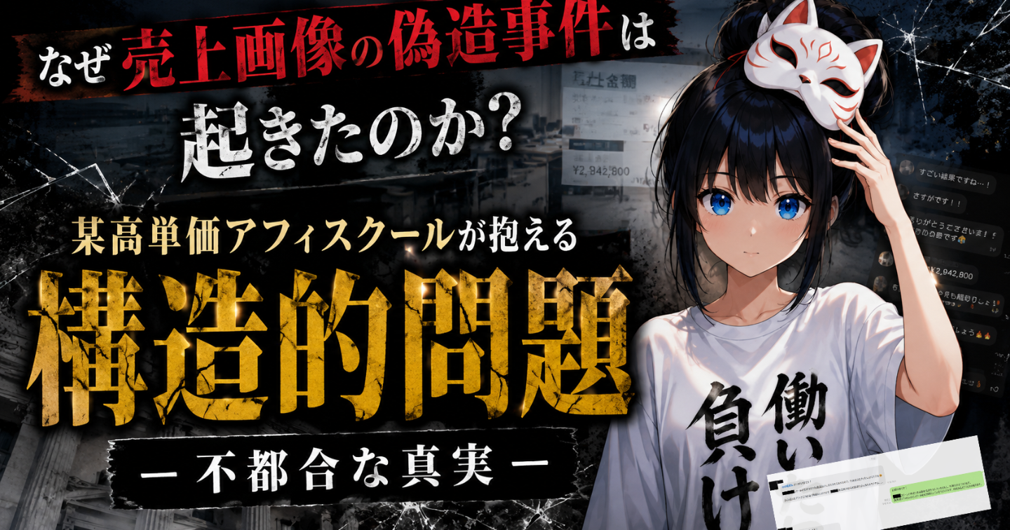 なぜ売上画像の偽造事件は起きたのか？某高単価アフィスクールが抱える構造的問題ー不都合な真実ー