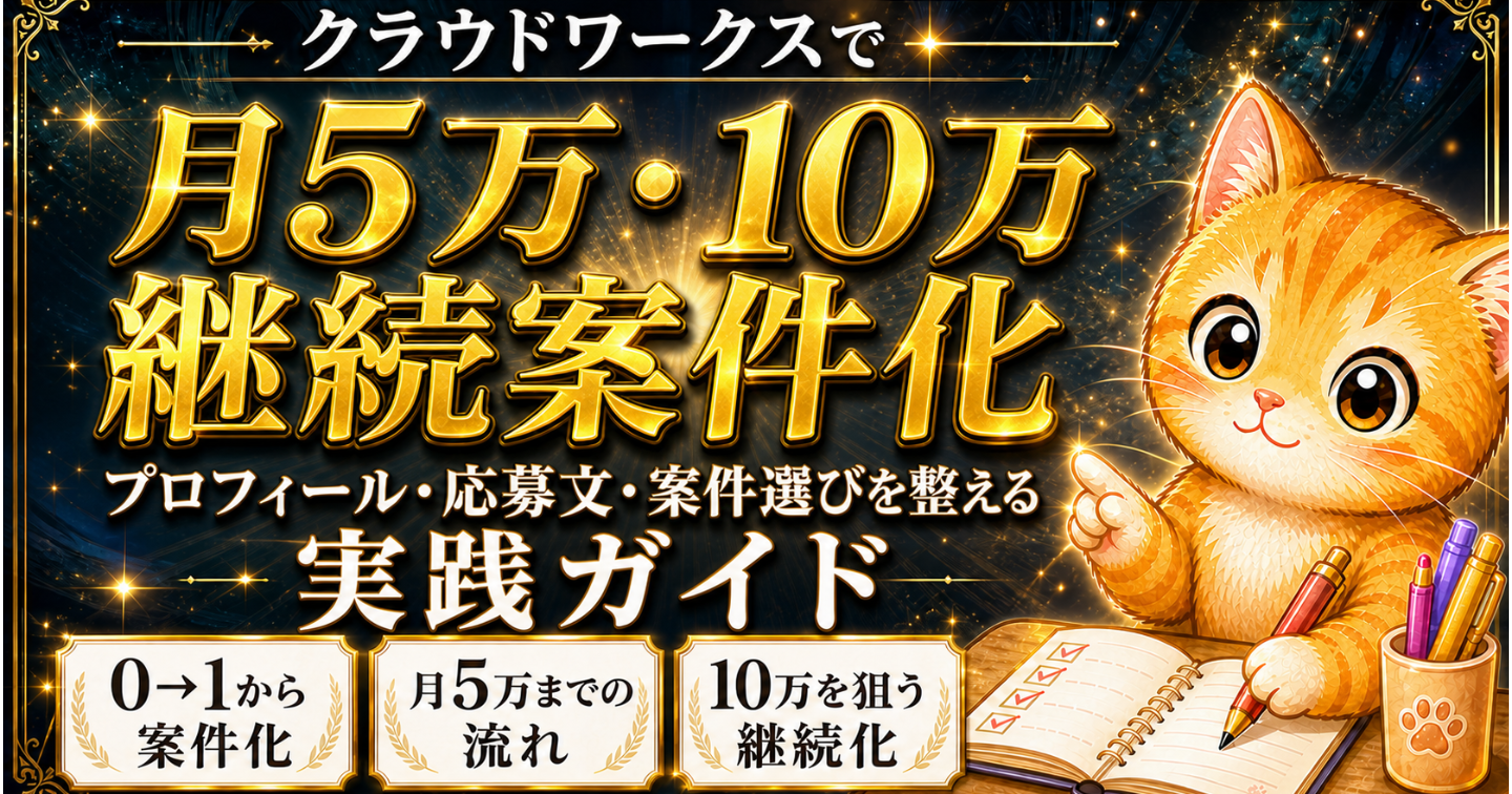 クラウドワークスで月5万・10万の継続案件化｜プロフィール・応募文・案件選びを整える実践ガイド