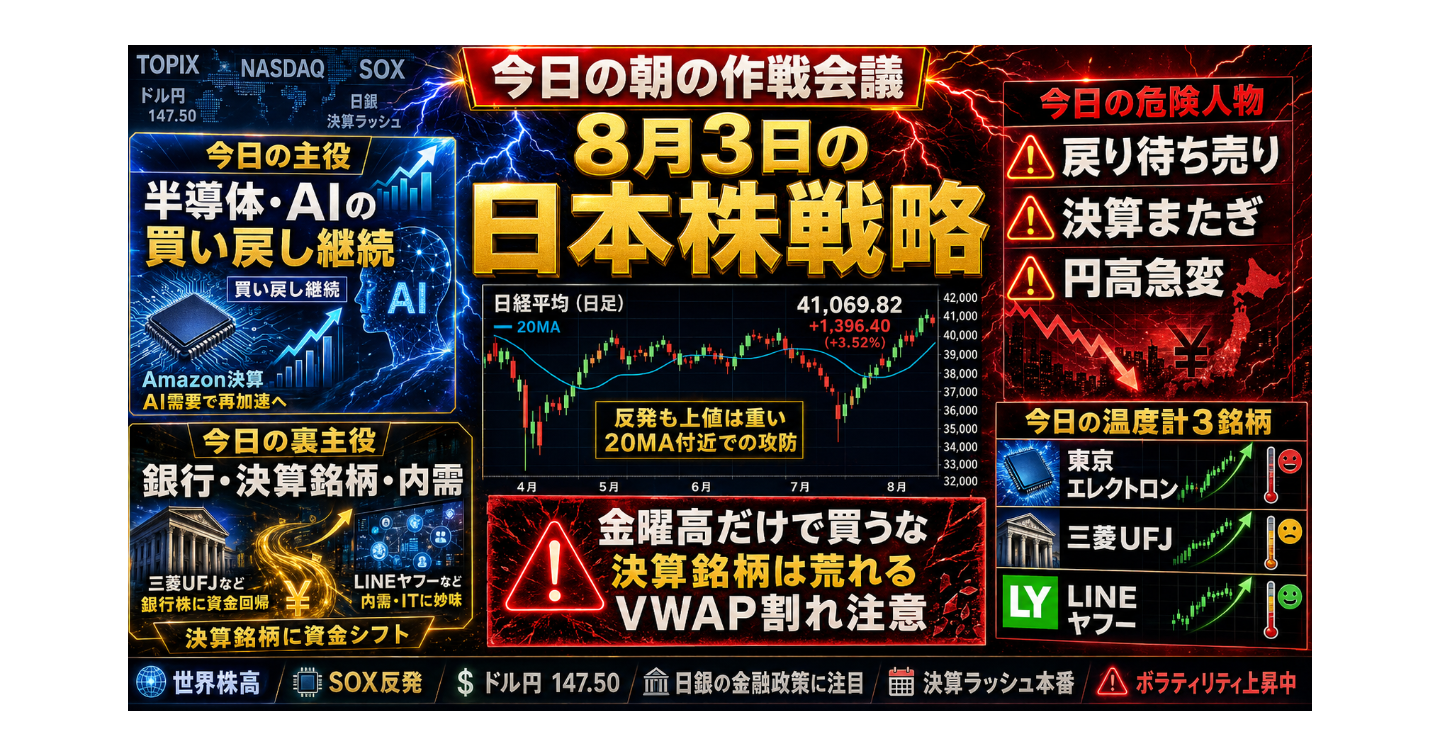 8月3日の日本株戦略｜