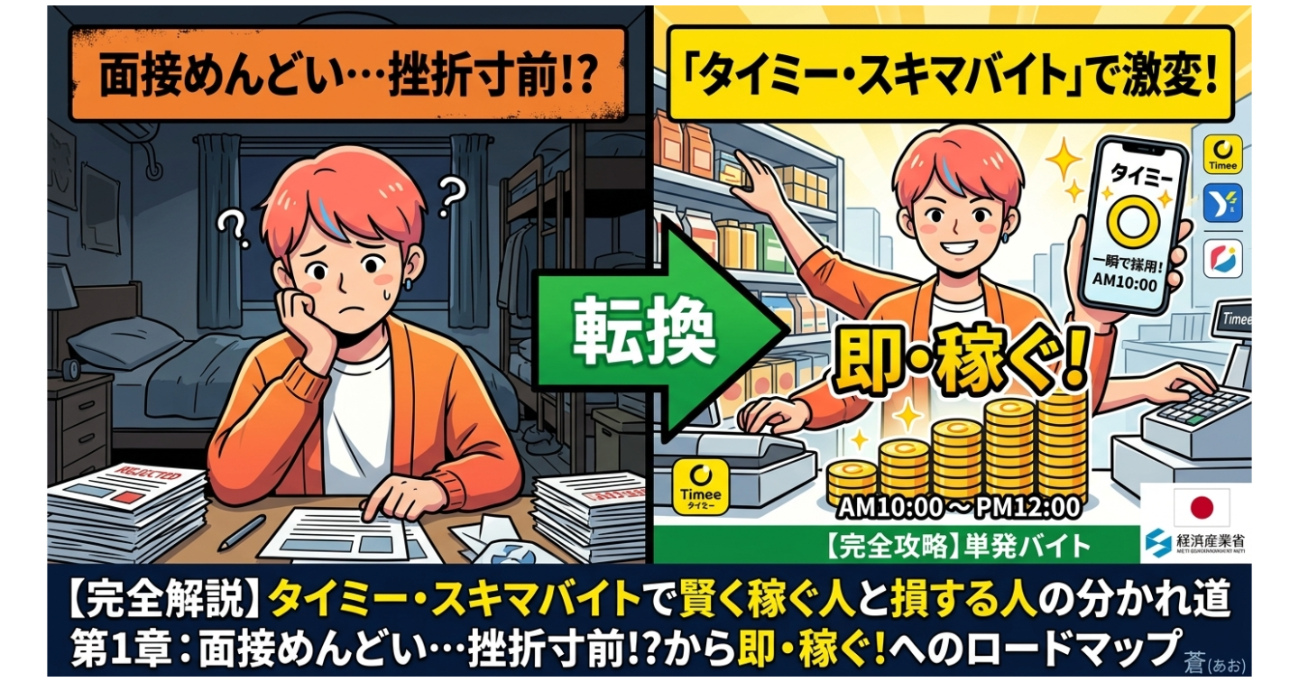 【10,000字超】単発バイト完全攻略｜タイミー・スキマバイトで賢く稼ぐ人と損する人の分かれ道