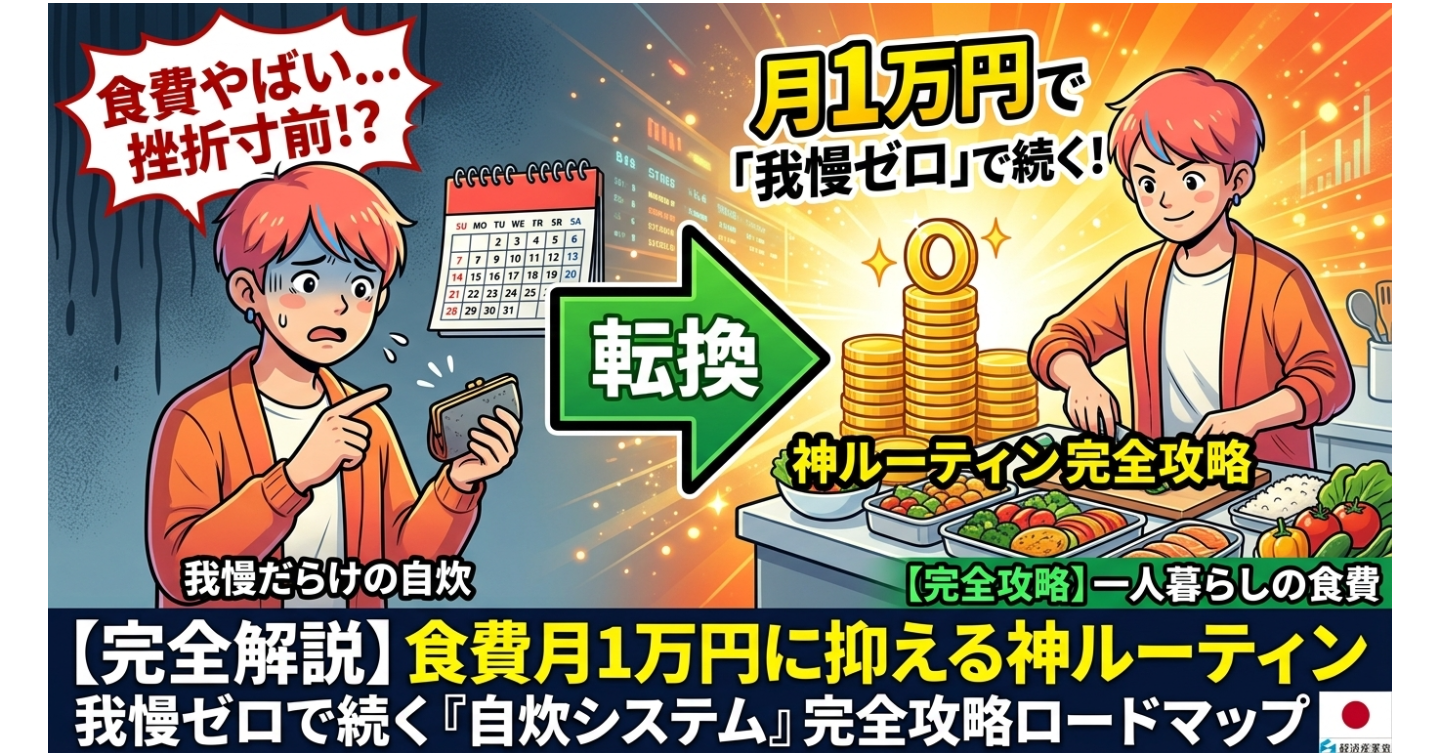 【具体例も無料】一人暮らしの食費を月1万円に抑える神ルーティン｜我慢ゼロで続く自炊システム完全攻略
