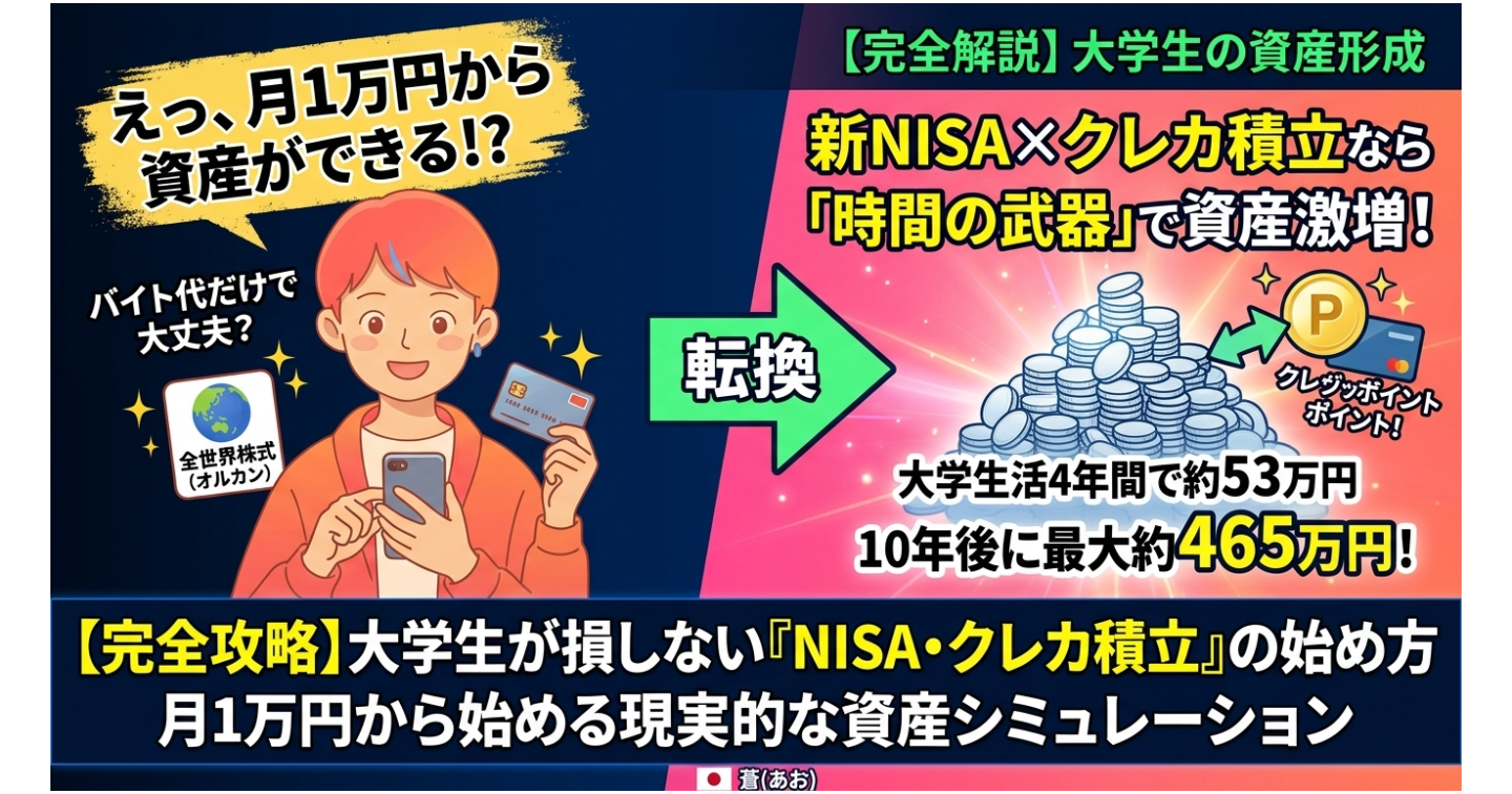 【大学生の大学生による大学生のための】「NISA・クレカ積立」の始め方。月1万円から始める現実的な資産シミュレーション