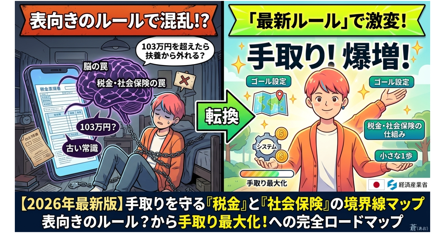 【色々調べなくていい】【年収の壁関連の全てがここに】2026年最新版・手取りを守る「税金」と「社会保険」の境界線マップ