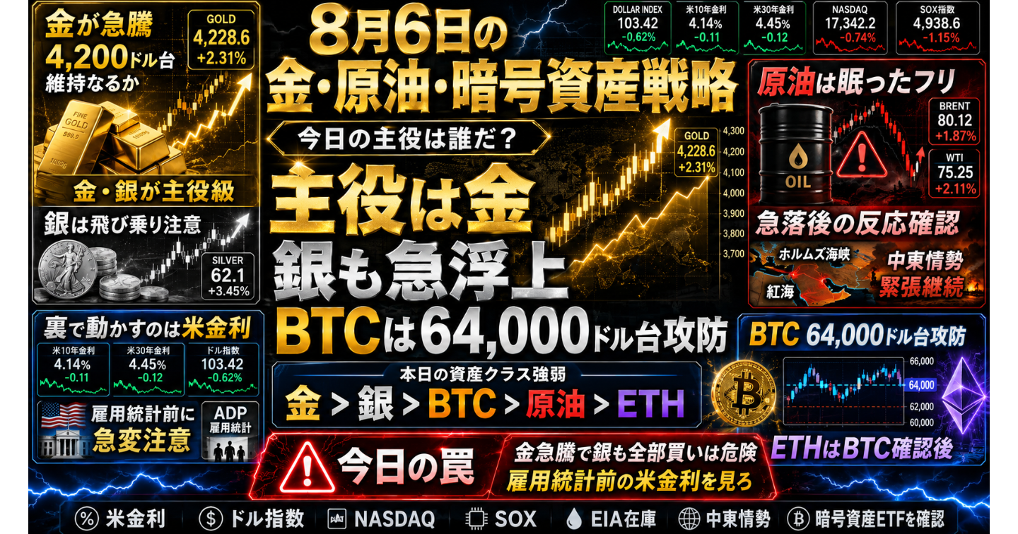 # 8月6日の金・原油・暗号資産戦略
