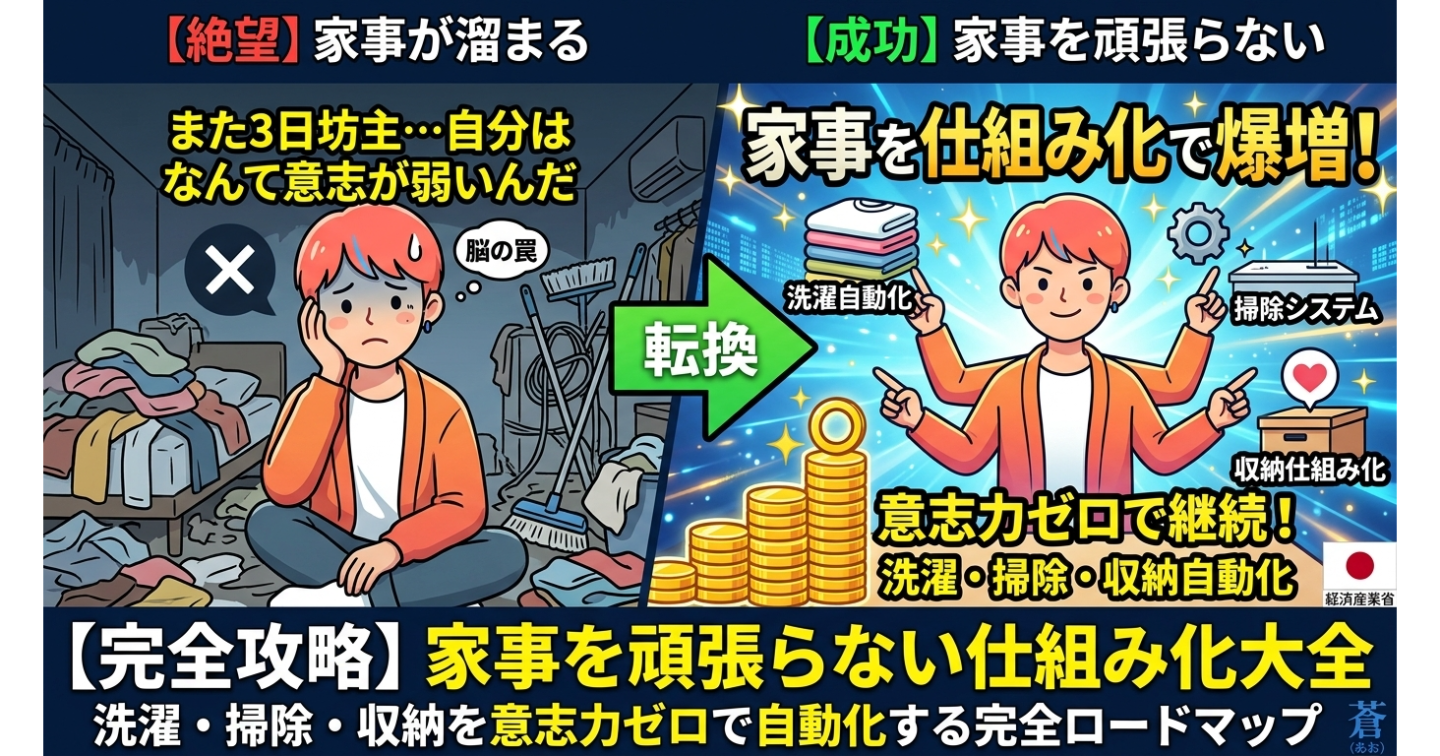 【人生はもっと楽でいい】怪しいお金の話ではありません➡家事を「頑張らない」仕組み化