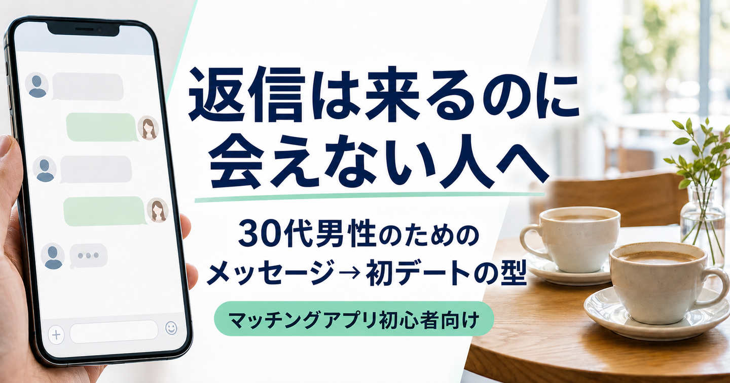30代男性初心者向け: マッチングアプリで「メッセージから初デート」まで進む型
