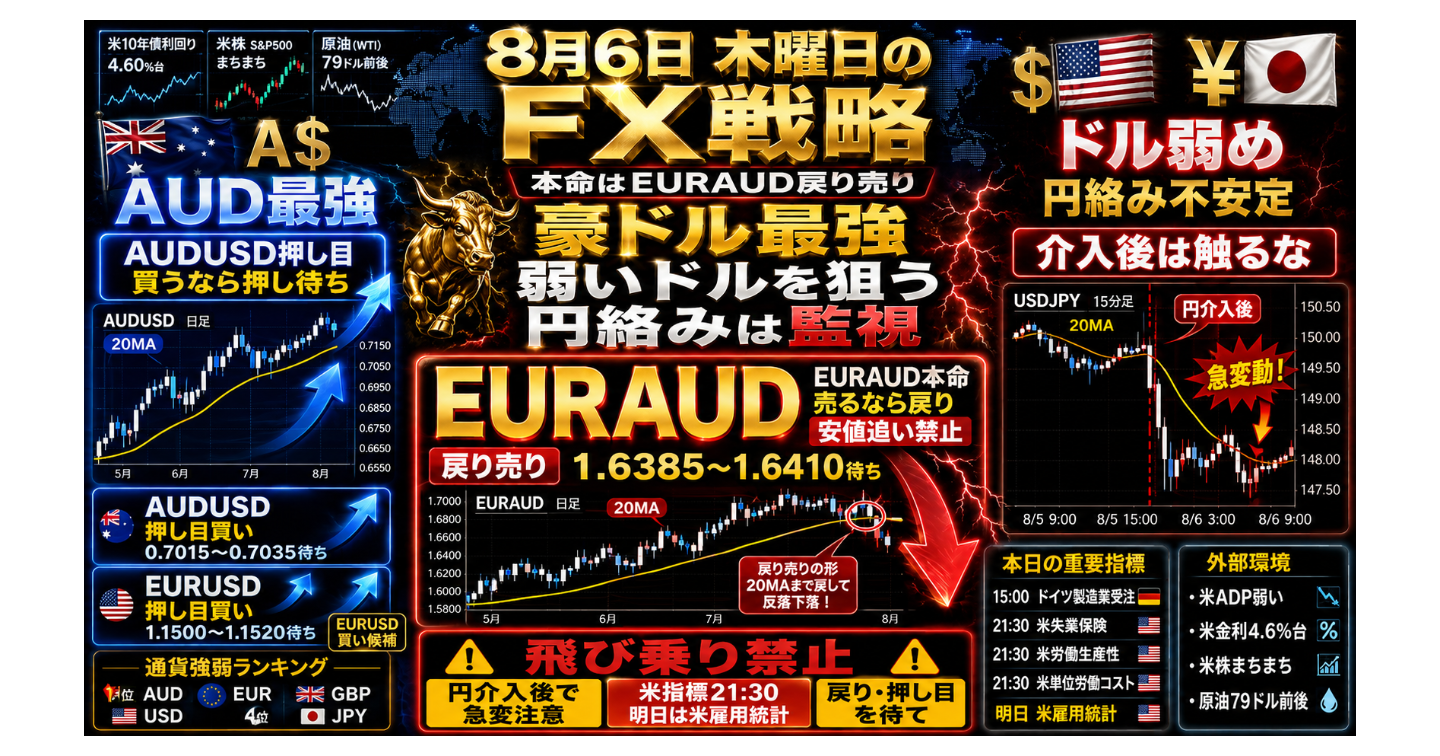 # 8月6日 木曜日のFX戦略