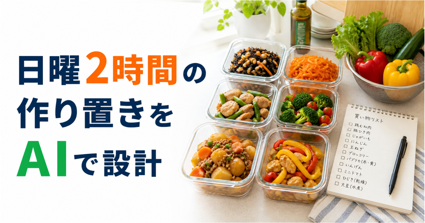 日曜2時間で平日を楽にする｜AI作り置き献立と買い物リスト