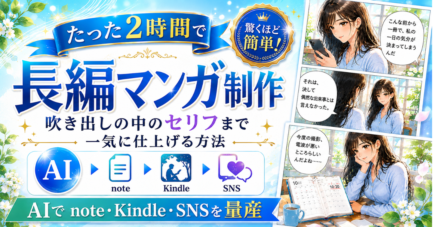 マンガ制作 吹き出しセリフ入りの長編漫画を作るプロンプト｜Kindle・note・動画