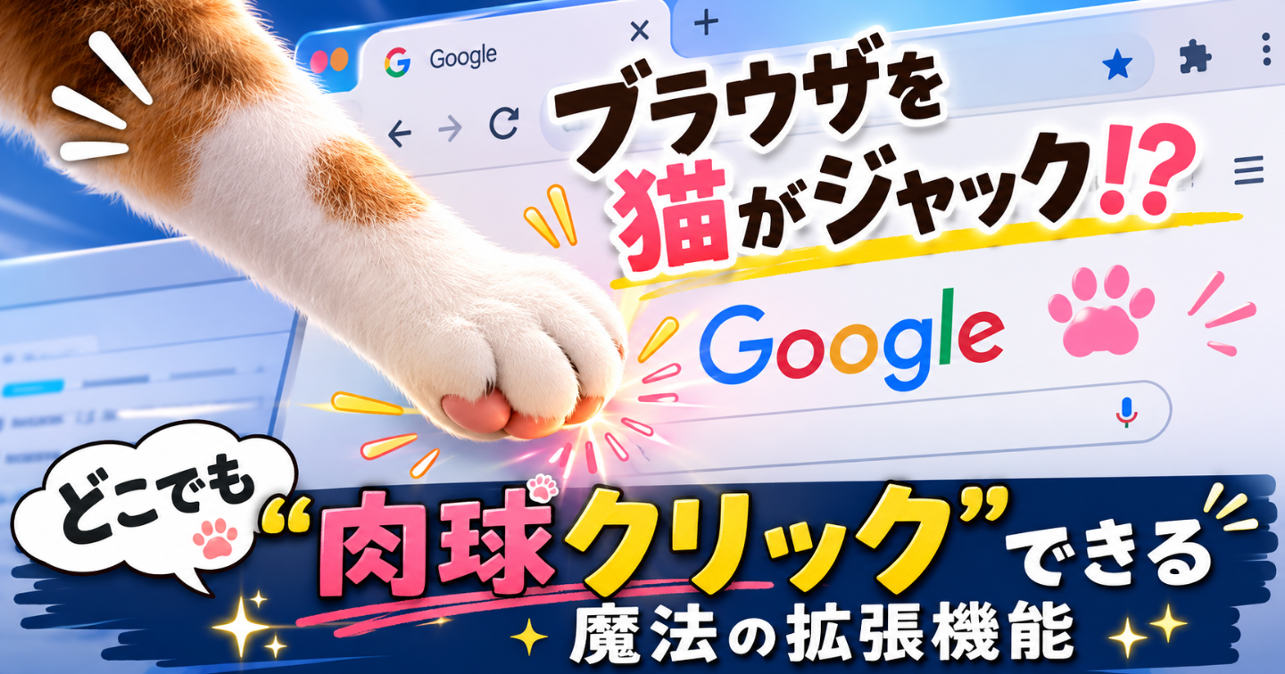 あなたのブラウザが猫にジャックされる!? どこでも「肉球クリック」できる魔法の拡張機能