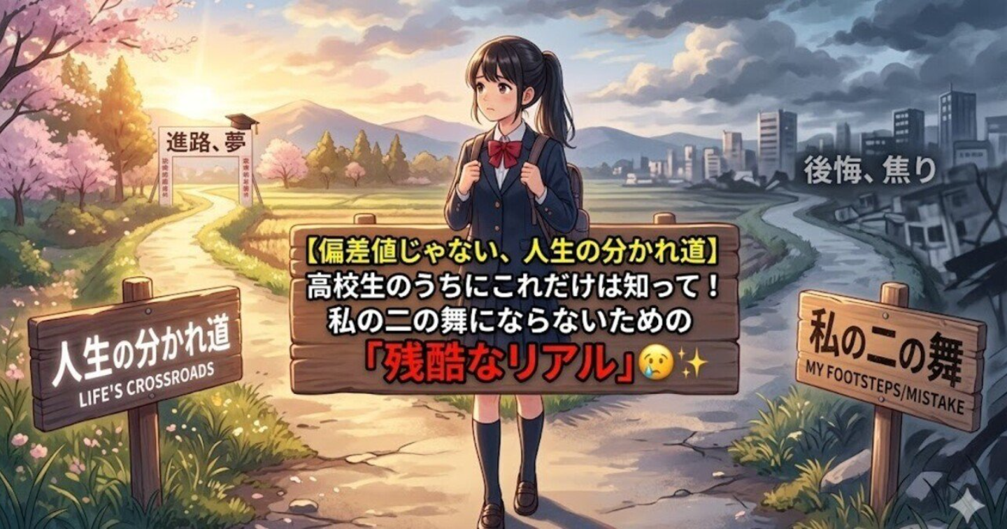 【偏差値じゃない、人生の分かれ道】高校生のうちにこれだけは知って！私の二の舞にならないための「残酷なリアル」😢✨
