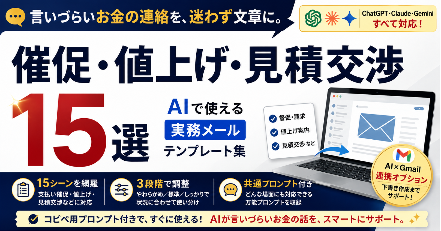 お金の催促・値上げ・見積交渉15選｜AIで使える実務メールテンプレート集