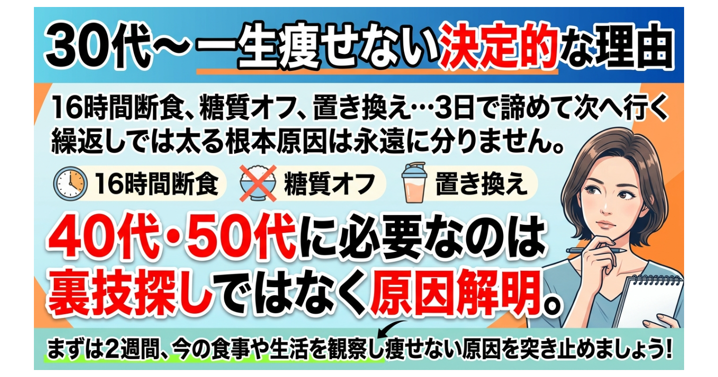 ダイエット法を転々とする人が一生痩せない決定的な理由