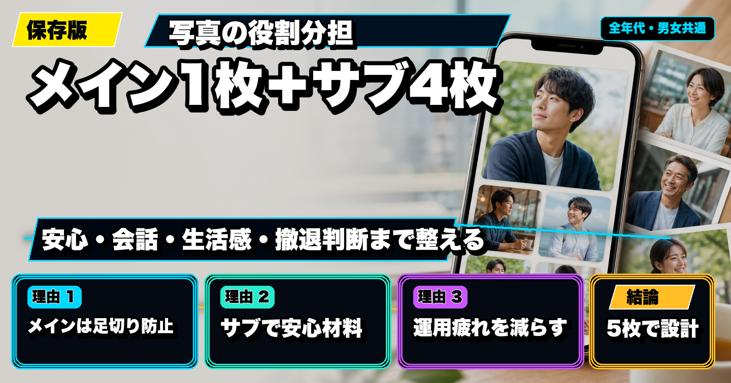 メイン1枚＋サブ4枚で変わる、マッチングアプリ写真の役割分担