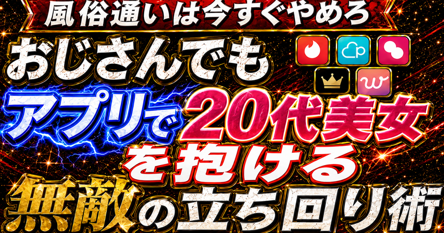 【風俗通いは今すぐやめろ】おじさんでもアプリで20代美女を抱ける無敵の立ち回り術    