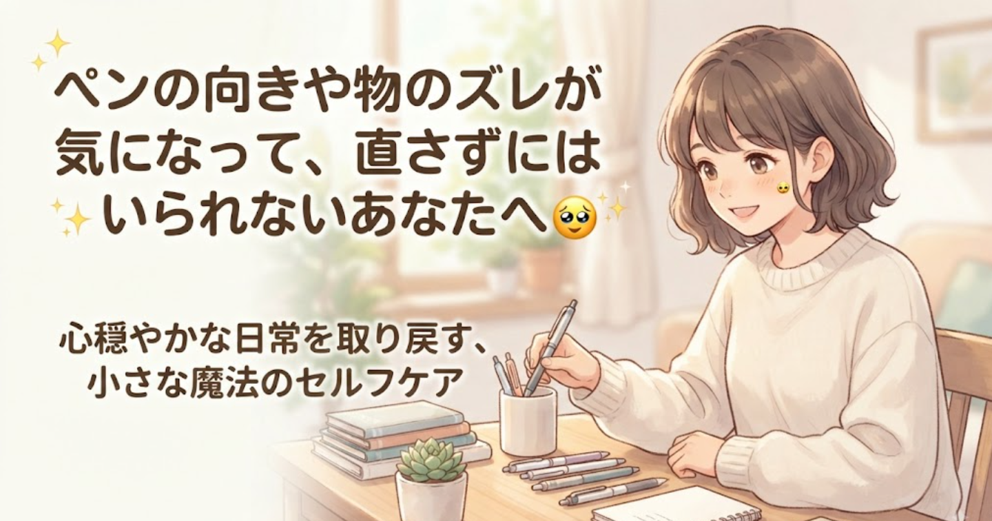「ペンの向きや物のズレが気になって、直さずにはいられないあなたへ」心穏やかな日常を取り戻す、小さな魔法のセルフケア 🥺✨