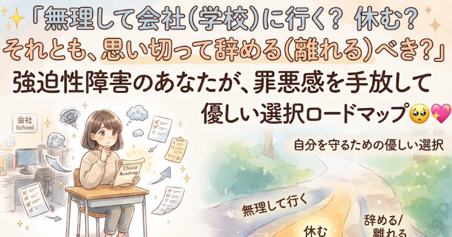 ✨「無理して会社（学校）に行く？ 休む？ それとも、思い切って辞める（離れる）べき？」強迫性障害のあなたが、自分を守るための選択肢🥺💖