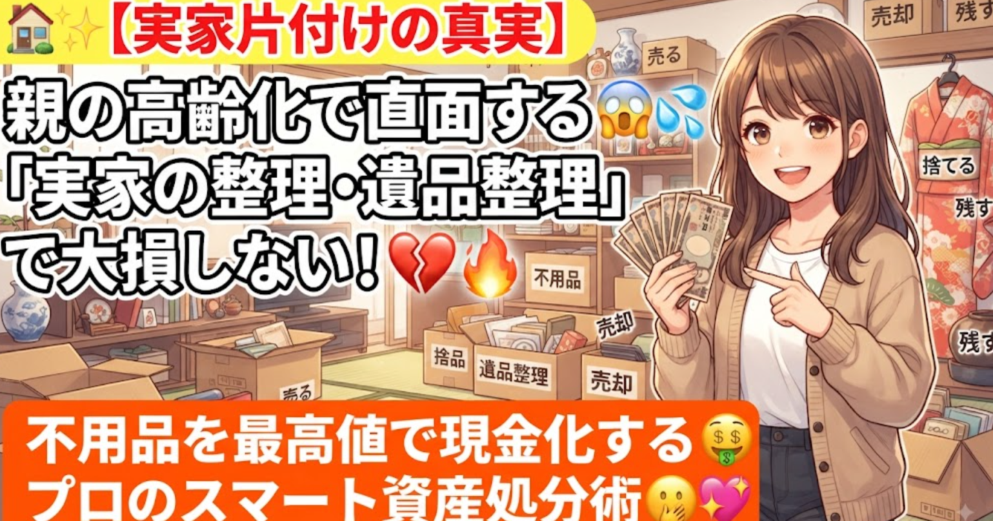 🏠✨【実家片付けの真実】親の高齢化で直面する「実家の整理・遺品整理」で大損しない！不用品を最高値で現金化するプロのスマート資産処分術🤫💖