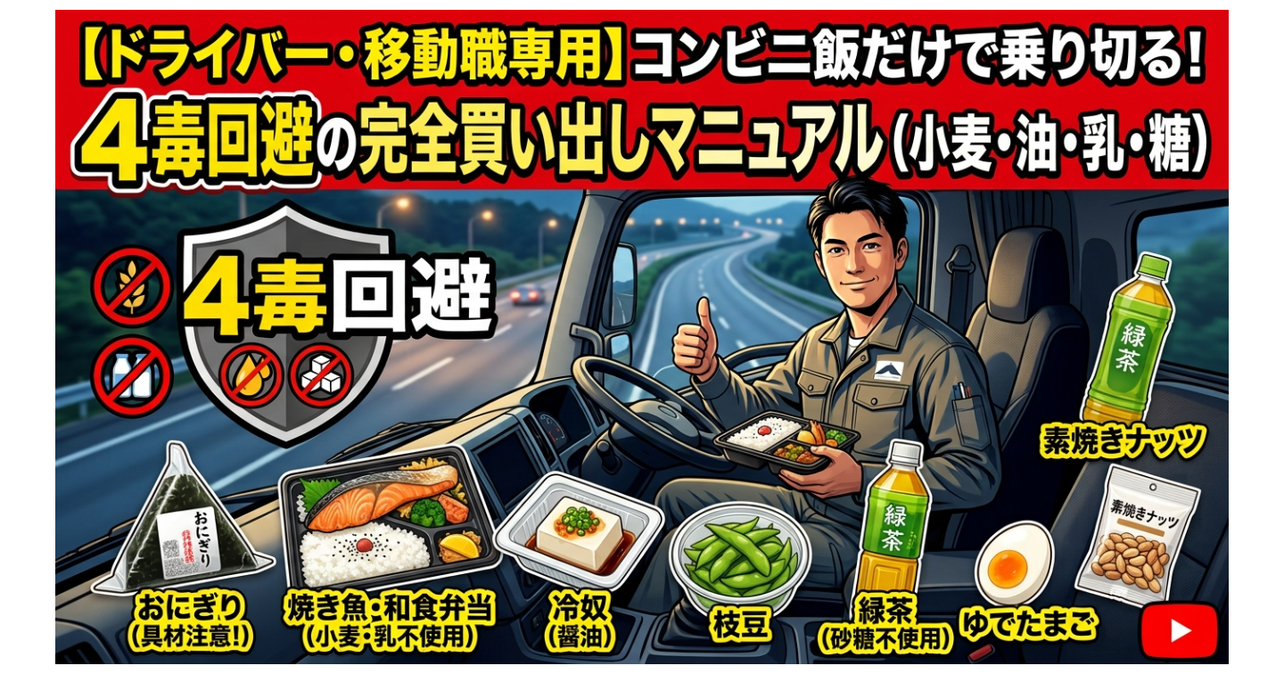【ドライバー・移動職専用】コンビニ飯だけで乗り切る！4毒（小麦・油・乳・糖）回避の完全買い出しマニュアル
