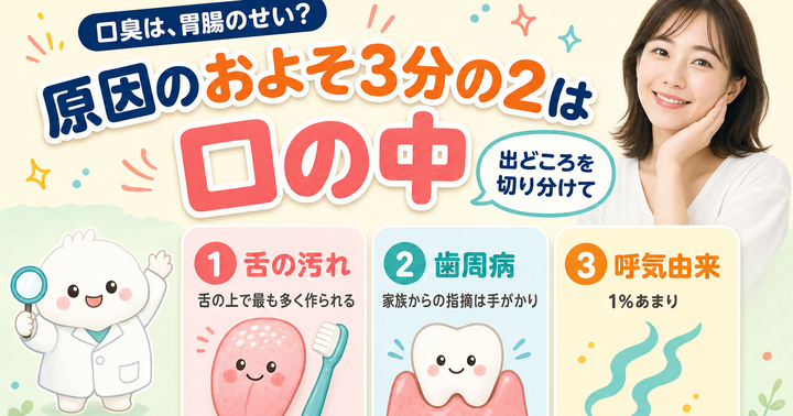 口臭は胃腸のせい？ 原因の内訳と、出どころの切り分け方｜大阪・羽曳野の【加藤総合歯科・矯正歯科】／大阪・梅田の【えみは総合歯科】