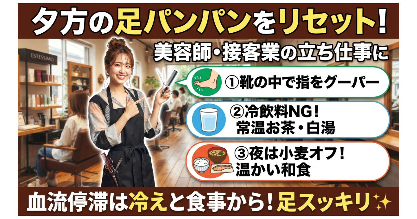  【美容師・接客業専用】1日中立ちっぱなしでも足が重くならない！「下半身むくみ完全撃退マニュアル」
