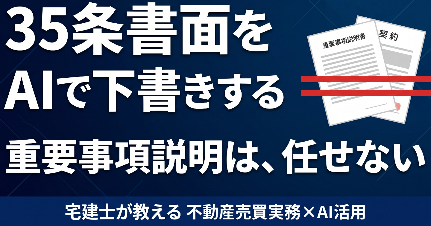 35条書面をAIで下書きする ―― 「重要事項説明」は任せない。宅建士が自分の取引で使うためのプロンプト6本と、絶対に越えない線