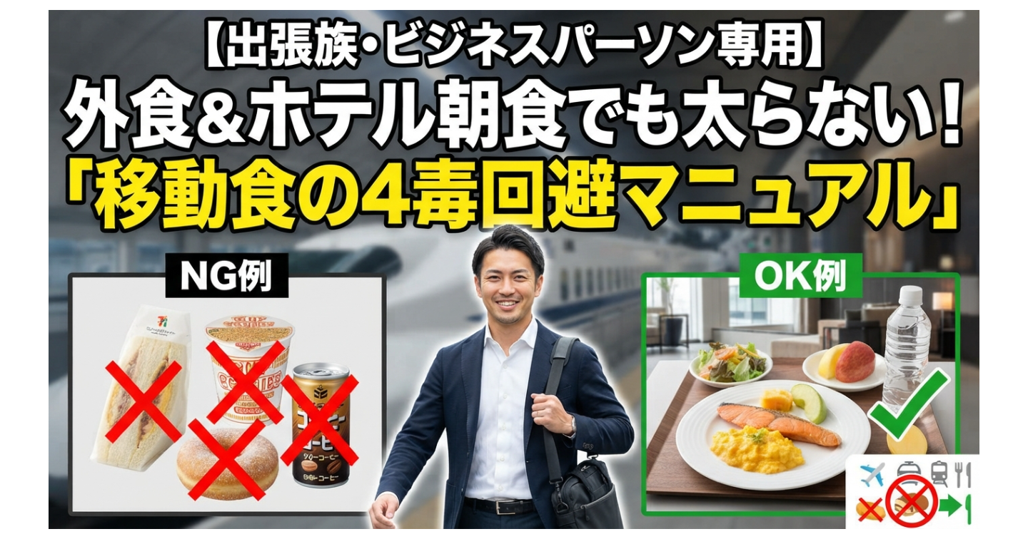 【出張族・ビジネスパーソン専用】外食＆ホテル朝食でも太らない！「移動食の4毒回避マニュアル」
