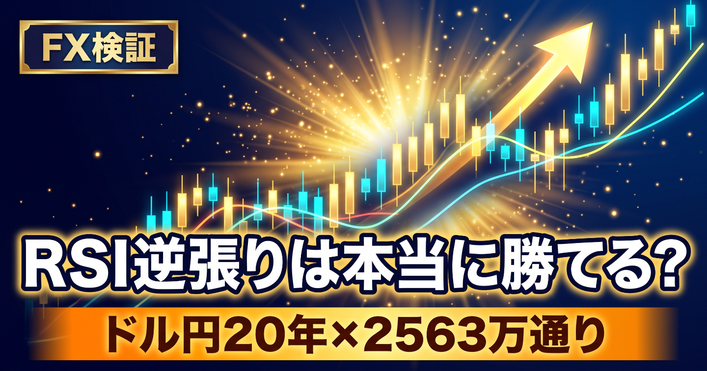 【ドル円20年×2,563万通り】RSI逆張りは本当に勝てる？損益を徹底検証！