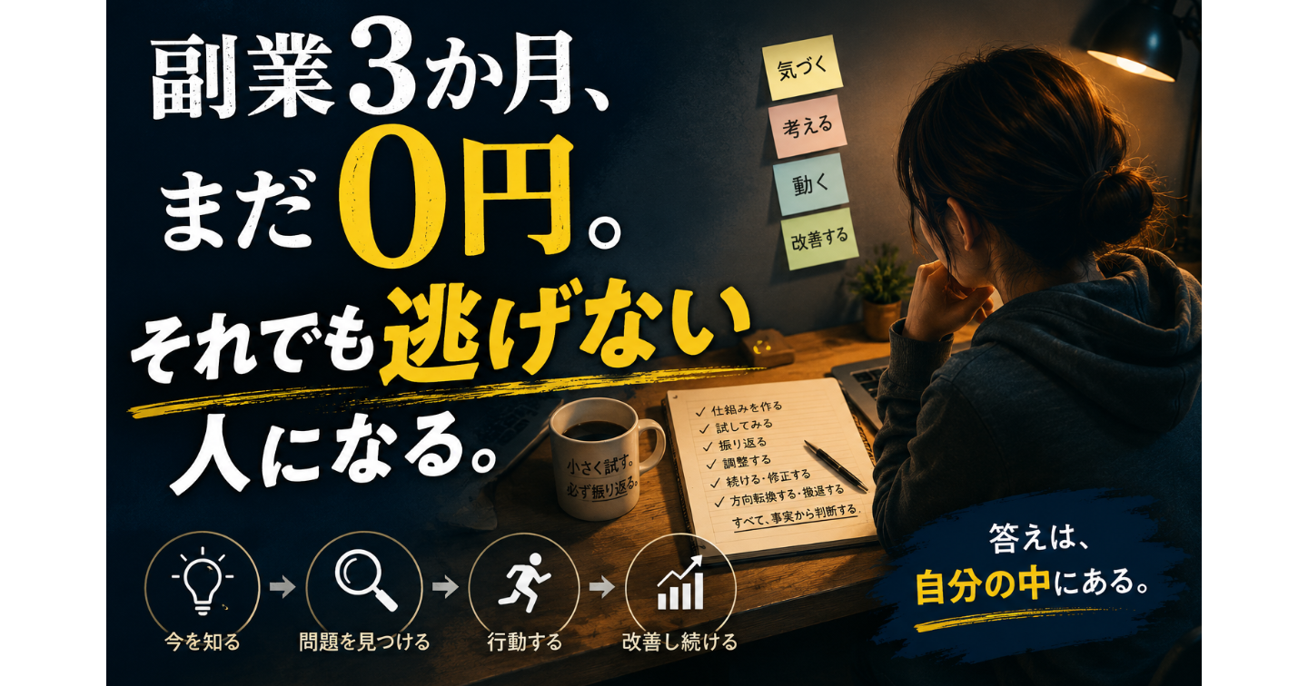副業3か月、まだ0円でも、自分で問題を見つけ、行動し、改善し続けるための副業運用システム