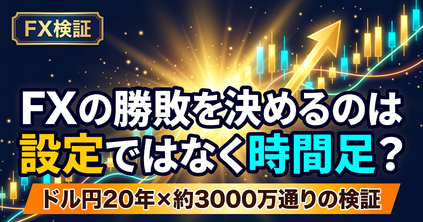 【ドル円20年3,000万通り検証】FXの勝敗を決めるのは設定ではなく時間足！？