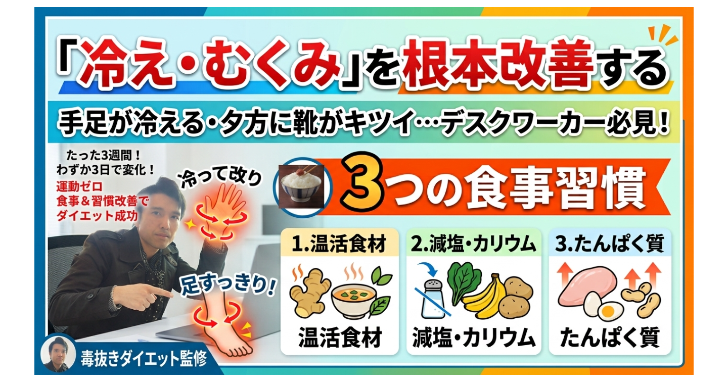 手足が冷える・夕方に靴がキツイ…デスクワーカーの「冷え・むくみ」を根本改善する3つの食事習慣