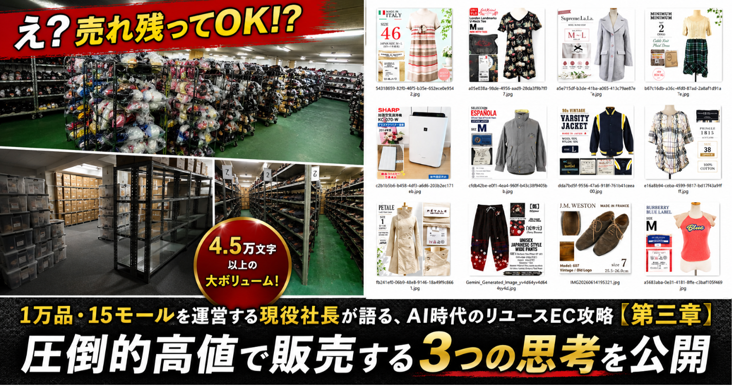 【高値戦略とは】1万品・15モールを運営する現役社長が語る、AI時代のリユースEC攻略【第三章】メルカリShops/ヤフオク/せどり