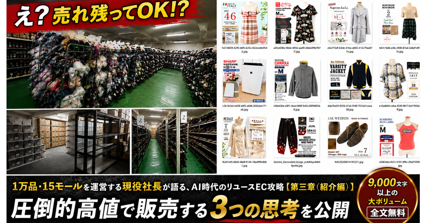 【高値戦略】1万品・15モールを運営する現役社長が語る、AI時代のリユースEC攻略【第三章 紹介】メルカリShops/ヤフオク/せどり/物販