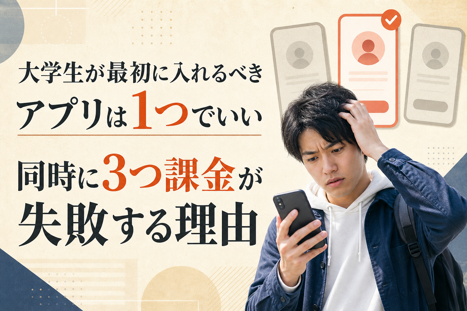 大学生が最初に入れるべきアプリは1つでいい——同時に3つ課金が失敗する理由