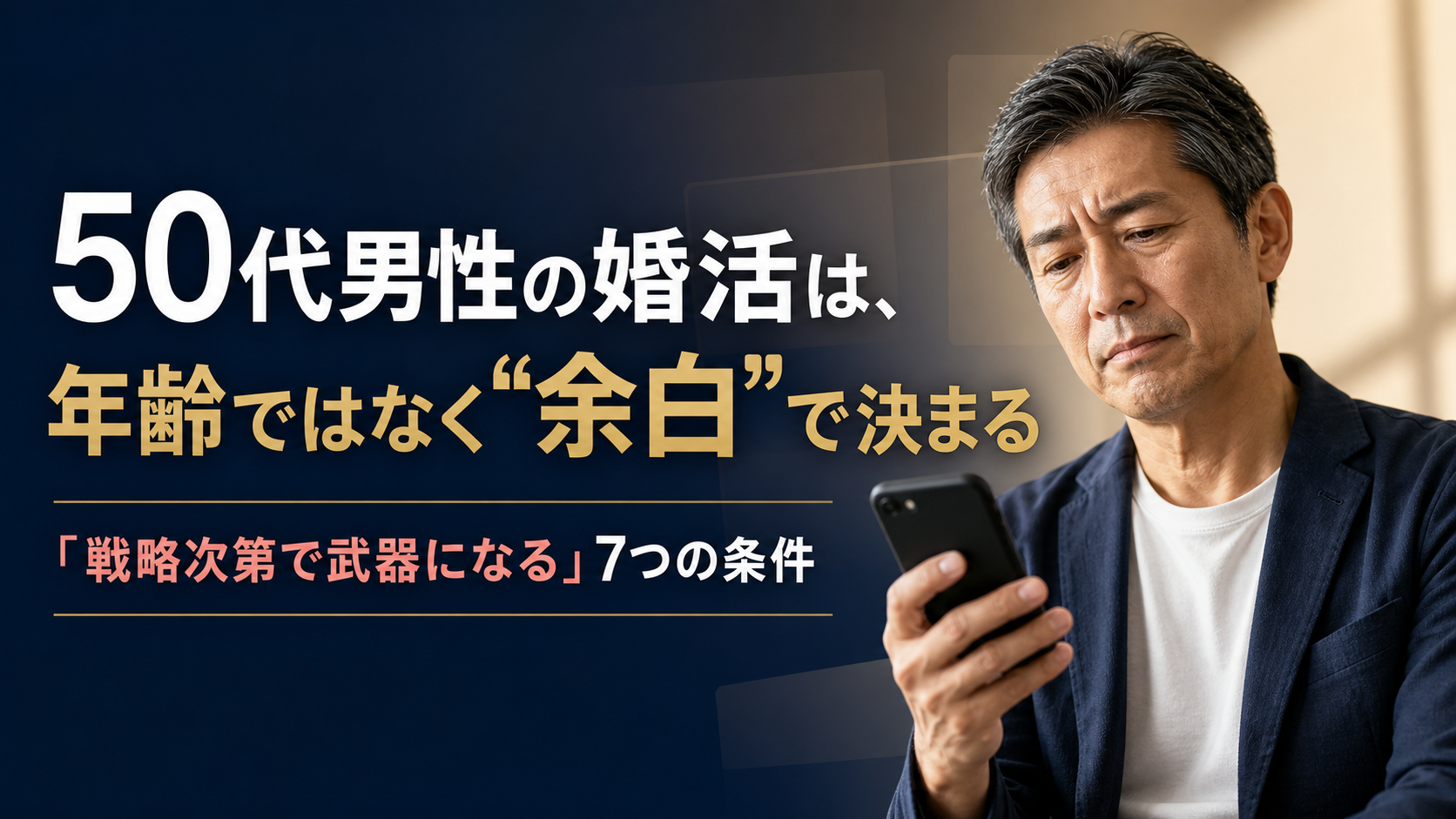 50代男性の婚活は、年齢ではなく“余白”で決まる——「戦略次第で武器になる」7つの条件
