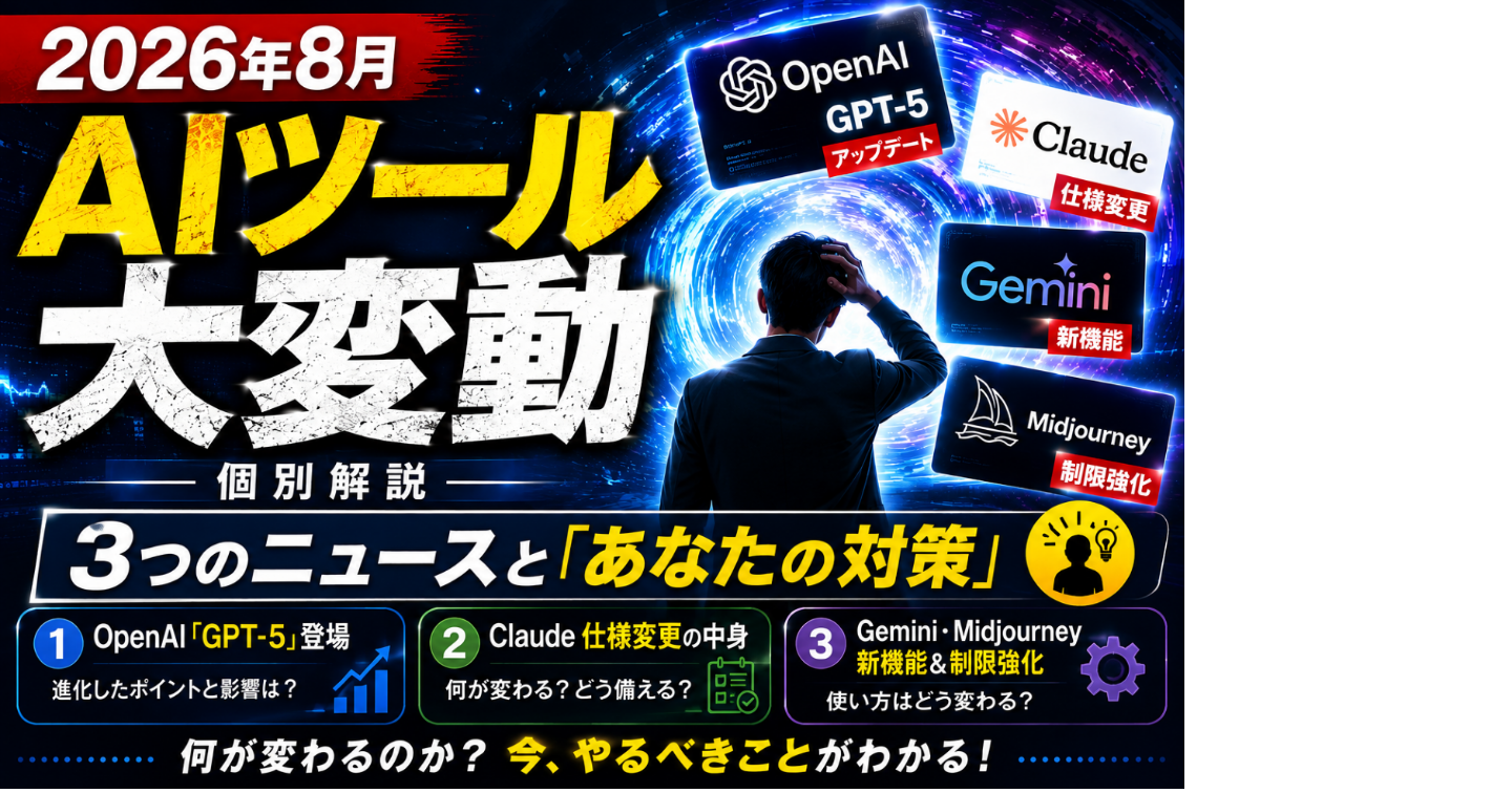 2026年8月「AI ツール大変動」個別解説3つのニュースと「あなたの対策」