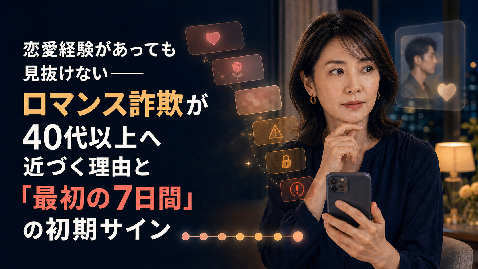 恋愛経験があっても見抜けない——ロマンス詐欺が40代以上へ近づく理由と「最初の7日間」の初期サイン