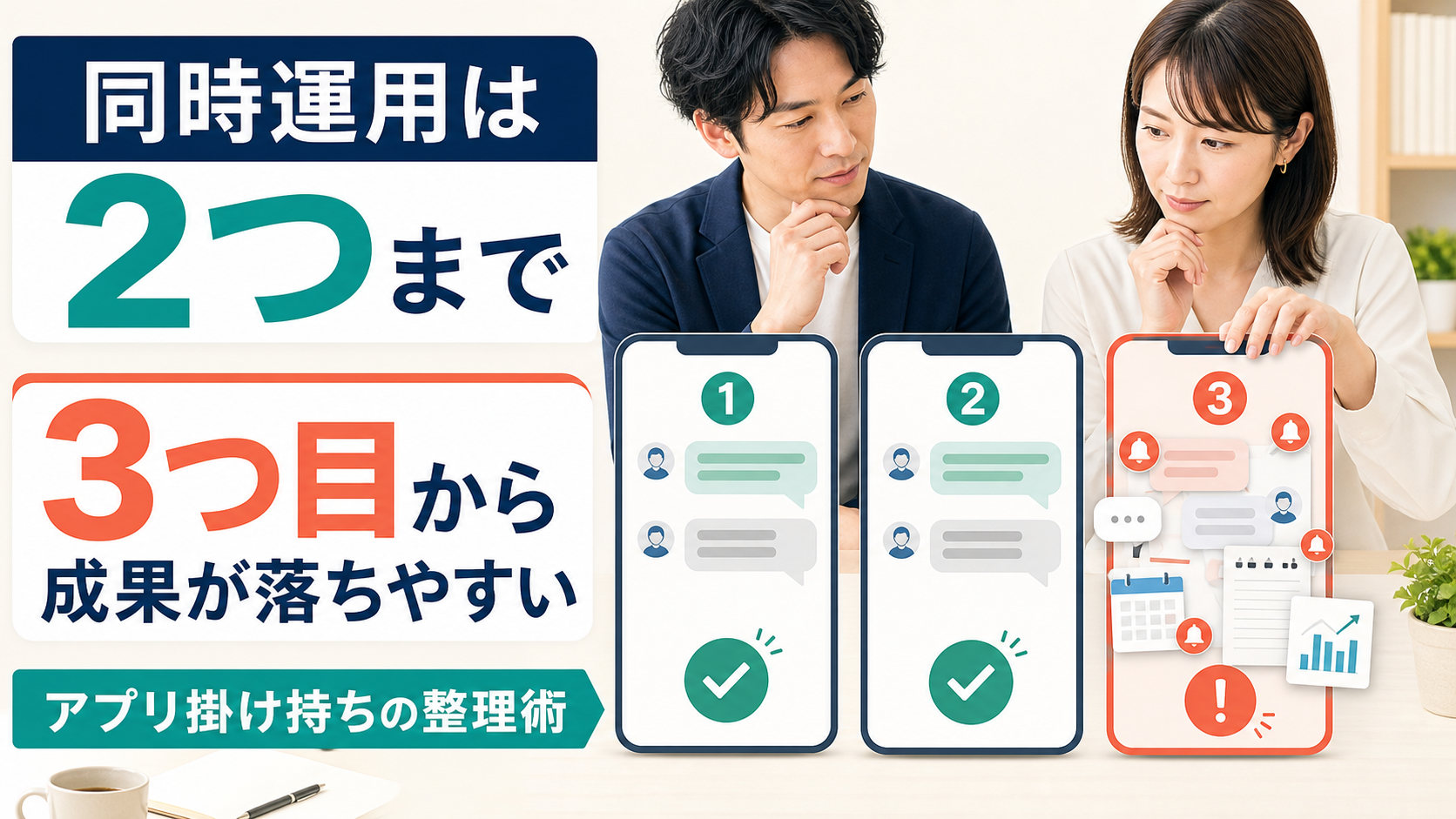 同時運用の上限は2つ——マッチングアプリは3つ目から成果が落ちやすい