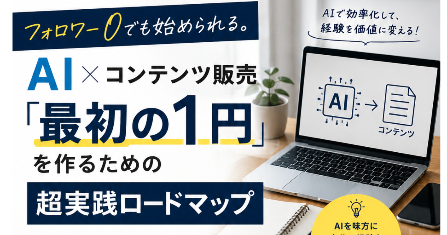 フォロワー0でも始められる。AI×コンテンツ販売「最初の1円」を作るための超実践ロードマップ